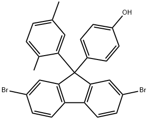 4-(2,7-dibromo-9-(2,5-dimethylphenyl)-9H-fluoren-9-yl)phenol 结构式