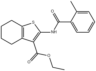 ethyl 2-[(2-methylbenzoyl)amino]-4,5,6,7-tetrahydro-1-benzothiophene-3-carboxylate 结构式