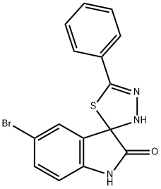 5-溴-5'-苯基-3'H-螺环[吲哚啉-3,2'-[1,3,4]噻二唑]-2-酮 结构式