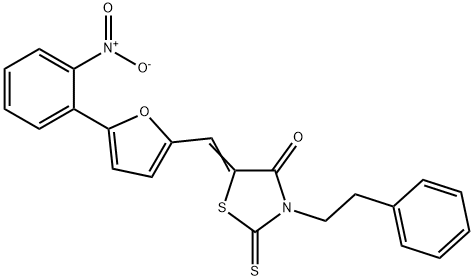 5-[(5-{2-nitrophenyl}-2-furyl)methylene]-3-(2-phenylethyl)-2-thioxo-1,3-thiazolidin-4-one 结构式