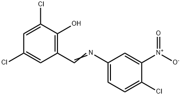 2,4-dichloro-6-{[(4-chloro-3-nitrophenyl)imino]methyl}phenol 结构式