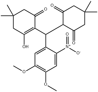 2-[(4,5-dimethoxy-2-nitrophenyl)(2-hydroxy-4,4-dimethyl-6-oxo-1-cyclohexen-1-yl)methyl]-5,5-dimethyl-1,3-cyclohexanedione 结构式