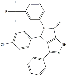 4-(4-chlorophenyl)-3-phenyl-5-[3-(trifluoromethyl)phenyl]-4,5-dihydropyrrolo[3,4-c]pyrazol-6(1H)-one 结构式