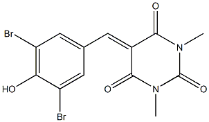 5-(3,5-dibromo-4-hydroxybenzylidene)-1,3-dimethyl-2,4,6(1H,3H,5H)-pyrimidinetrione 结构式