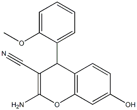 2-amino-7-hydroxy-4-(2-methoxyphenyl)-4H-chromene-3-carbonitrile 结构式