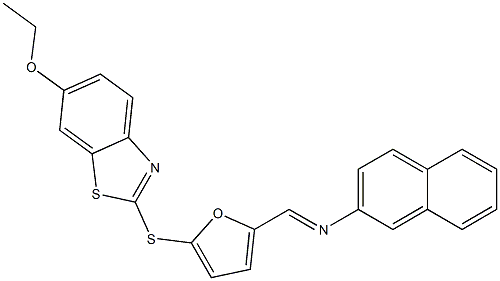 N-({5-[(6-ethoxy-1,3-benzothiazol-2-yl)sulfanyl]-2-furyl}methylene)-N-(2-naphthyl)amine 结构式