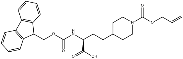 (2S)-2-({[(9H-fluoren-9-yl)methoxy]carbonyl}amino)-4-{1-[(prop-2-en-1-yloxy)carbonyl]piperidin-4-yl}butanoic acid 结构式