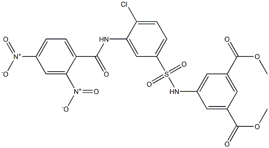 dimethyl 5-({[3-({2,4-bisnitrobenzoyl}amino)-4-chlorophenyl]sulfonyl}amino)isophthalate 结构式