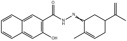 3-hydroxy-N'-(5-isopropenyl-2-methyl-2-cyclohexen-1-ylidene)-2-naphthohydrazide 结构式