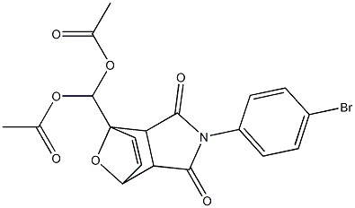 (acetyloxy)[4-(4-bromophenyl)-3,5-dioxo-10-oxa-4-azatricyclo[5.2.1.0~2,6~]dec-8-en-1-yl]methyl acetate 结构式