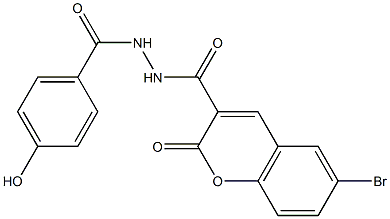 6-bromo-N'-(4-hydroxybenzoyl)-2-oxo-2H-chromene-3-carbohydrazide 结构式