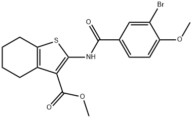 methyl 2-[(3-bromo-4-methoxybenzoyl)amino]-4,5,6,7-tetrahydro-1-benzothiophene-3-carboxylate 结构式