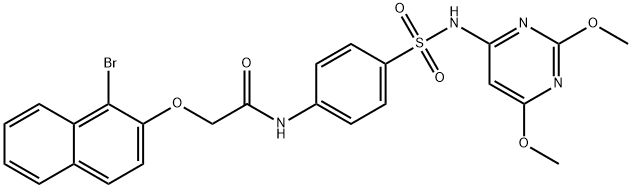 2-[(1-bromo-2-naphthyl)oxy]-N-(4-{[(2,6-dimethoxy-4-pyrimidinyl)amino]sulfonyl}phenyl)acetamide 结构式