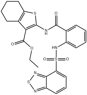 ethyl 2-({2-[(2,1,3-benzothiadiazol-4-ylsulfonyl)amino]benzoyl}amino)-4,5,6,7-tetrahydro-1-benzothiophene-3-carboxylate 结构式