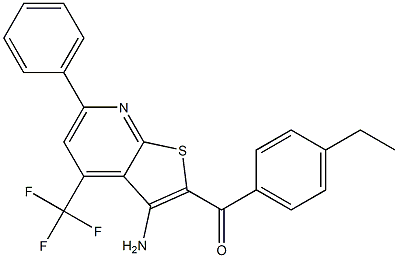 [3-amino-6-phenyl-4-(trifluoromethyl)thieno[2,3-b]pyridin-2-yl](4-ethylphenyl)methanone 结构式