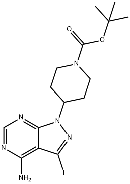 tert-butyl 4-(4-amino-3-iodo-1H-pyrazolo[3,4-d]pyrimidin-1-yl)piperidine-1-carboxylate 结构式