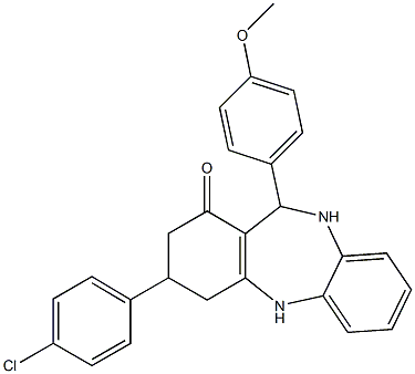 3-(4-chlorophenyl)-11-(4-methoxyphenyl)-2,3,4,5,10,11-hexahydro-1H-dibenzo[b,e][1,4]diazepin-1-one 结构式