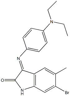 6-bromo-3-{[4-(diethylamino)phenyl]imino}-5-methyl-1,3-dihydro-2H-indol-2-one 结构式