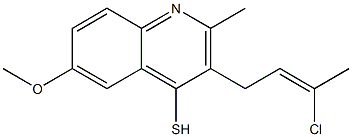 3-(3-chloro-2-butenyl)-6-methoxy-2-methyl-4-quinolinyl hydrosulfide 结构式