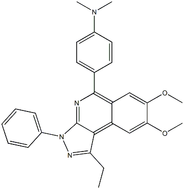 4-(1-ethyl-7,8-dimethoxy-3-phenyl-3H-pyrazolo[3,4-c]isoquinolin-5-yl)-N,N-dimethylaniline 结构式