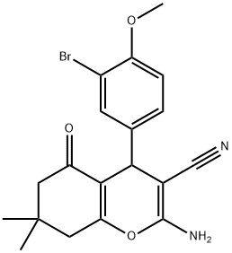 2-amino-4-(3-bromo-4-methoxyphenyl)-7,7-dimethyl-5-oxo-5,6,7,8-tetrahydro-4H-chromene-3-carbonitrile 结构式