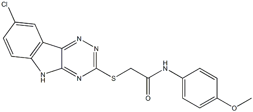 2-[(8-chloro-5H-[1,2,4]triazino[5,6-b]indol-3-yl)sulfanyl]-N-[4-(methyloxy)phenyl]acetamide 结构式