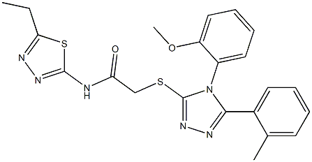 N-(5-ethyl-1,3,4-thiadiazol-2-yl)-2-{[4-(2-methoxyphenyl)-5-(2-methylphenyl)-4H-1,2,4-triazol-3-yl]sulfanyl}acetamide 结构式