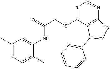 N-(2,5-dimethylphenyl)-2-[(5-phenylthieno[2,3-d]pyrimidin-4-yl)sulfanyl]acetamide 结构式