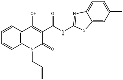 1-allyl-4-hydroxy-N-(6-methyl-1,3-benzothiazol-2-yl)-2-oxo-1,2-dihydro-3-quinolinecarboxamide 结构式