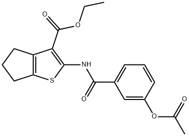 ethyl 2-{[3-(acetyloxy)benzoyl]amino}-5,6-dihydro-4H-cyclopenta[b]thiophene-3-carboxylate 结构式