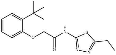 2-(2-tert-butylphenoxy)-N-(5-ethyl-1,3,4-thiadiazol-2-yl)acetamide 结构式