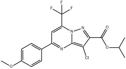isopropyl 3-chloro-5-(4-methoxyphenyl)-7-(trifluoromethyl)pyrazolo[1,5-a]pyrimidine-2-carboxylate 结构式