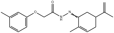 N'-(5-isopropenyl-2-methyl-2-cyclohexen-1-ylidene)-2-(3-methylphenoxy)acetohydrazide 结构式