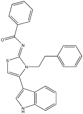 N-(4-(1H-indol-3-yl)-3-(2-phenylethyl)-1,3-thiazol-2(3H)-ylidene)benzamide 结构式