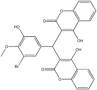 3-[(3-bromo-5-hydroxy-4-methoxyphenyl)(4-hydroxy-2-oxo-2H-chromen-3-yl)methyl]-4-hydroxy-2H-chromen-2-one 结构式