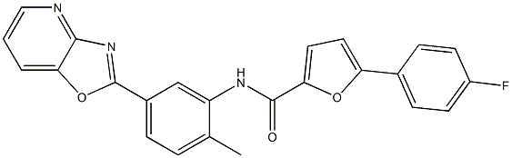 5-(4-fluorophenyl)-N-(2-methyl-5-[1,3]oxazolo[4,5-b]pyridin-2-ylphenyl)-2-furamide 结构式