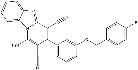 1-amino-3-{3-[(4-fluorobenzyl)oxy]phenyl}pyrido[1,2-a]benzimidazole-2,4-dicarbonitrile 结构式