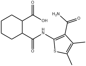 2-({[3-(aminocarbonyl)-4,5-dimethyl-2-thienyl]amino}carbonyl)cyclohexanecarboxylic acid 结构式