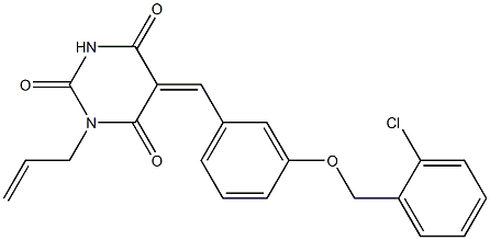 1-allyl-5-{3-[(2-chlorobenzyl)oxy]benzylidene}-2,4,6(1H,3H,5H)-pyrimidinetrione 结构式