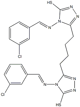 4-[(3-chlorobenzylidene)amino]-5-(4-{4-[(3-chlorobenzylidene)amino]-5-sulfanyl-4H-1,2,4-triazol-3-yl}butyl)-4H-1,2,4-triazol-3-yl hydrosulfide 结构式