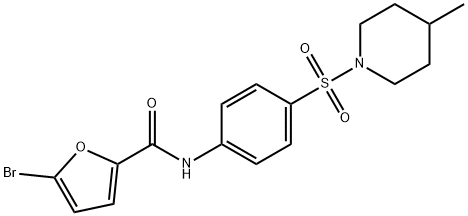 5-bromo-N-{4-[(4-methyl-1-piperidinyl)sulfonyl]phenyl}-2-furamide 结构式