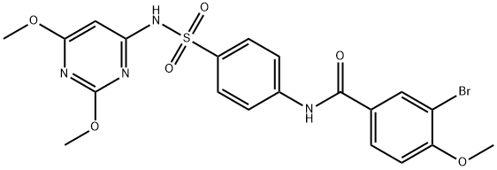 3-bromo-N-(4-{[(2,6-dimethoxy-4-pyrimidinyl)amino]sulfonyl}phenyl)-4-methoxybenzamide 结构式