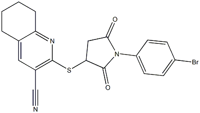 2-{[1-(4-bromophenyl)-2,5-dioxopyrrolidin-3-yl]thio}-5,6,7,8-tetrahydroquinoline-3-carbonitrile 结构式