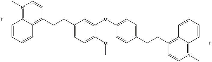 4-[2-[4-[2-methoxy-5-[2-(1-methylquinolin-1-ium-4-yl)ethyl]phenoxy]phenyl]ethyl]-1-methyl-quinolin-1-ium diiodide 结构式