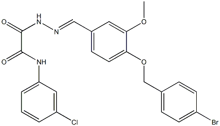 2-(2-{4-[(4-bromobenzyl)oxy]-3-methoxybenzylidene}hydrazino)-N-(3-chlorophenyl)-2-oxoacetamide 结构式