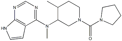 N,4-dimethyl-1-(pyrrolidine-1-carbonyl)-N-{7H-pyrrolo[2,3-d]pyrimidin-4-yl}piperidin-3-amine 结构式