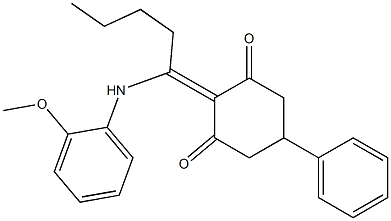 2-[1-(2-methoxyanilino)pentylidene]-5-phenyl-1,3-cyclohexanedione 结构式