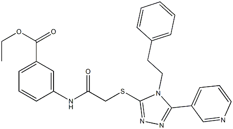 ethyl 3-[({[4-(2-phenylethyl)-5-(3-pyridinyl)-4H-1,2,4-triazol-3-yl]sulfanyl}acetyl)amino]benzoate 结构式