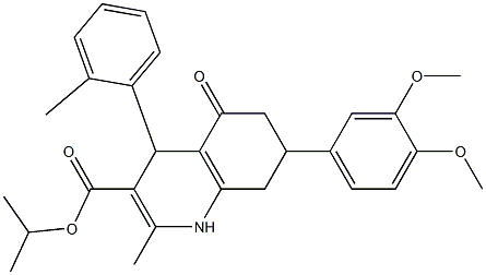 isopropyl 7-(3,4-dimethoxyphenyl)-2-methyl-4-(2-methylphenyl)-5-oxo-1,4,5,6,7,8-hexahydro-3-quinolinecarboxylate 结构式