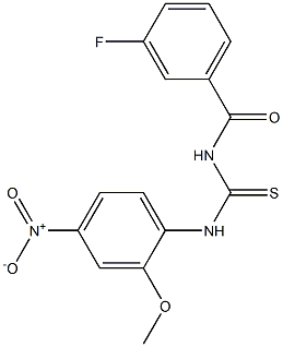 N-(3-fluorobenzoyl)-N'-{4-nitro-2-methoxyphenyl}thiourea 结构式